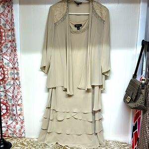 S.L. Fashions from Nordstrom Embellished Tiered Dress with Jacket sz14w